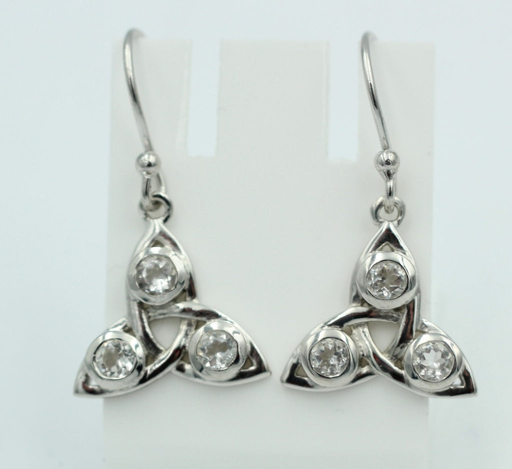 0,96 Carat Bergkristall Cabochon Ohrhänger keltisches Muster 925 Silber Schmuck