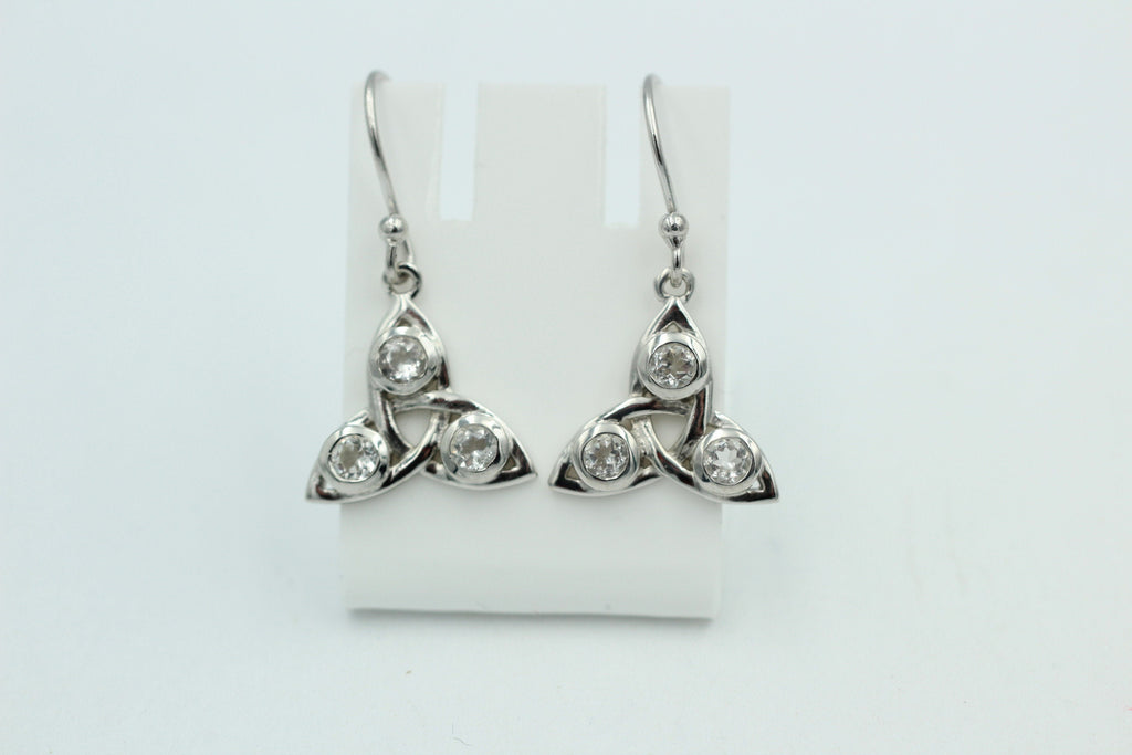 0,96 Carat Bergkristall Cabochon Ohrhänger keltisches Muster 925 Silber Schmuck