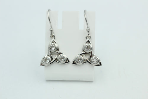 0,96 Carat Bergkristall Cabochon Ohrhänger keltisches Muster 925 Silber Schmuck