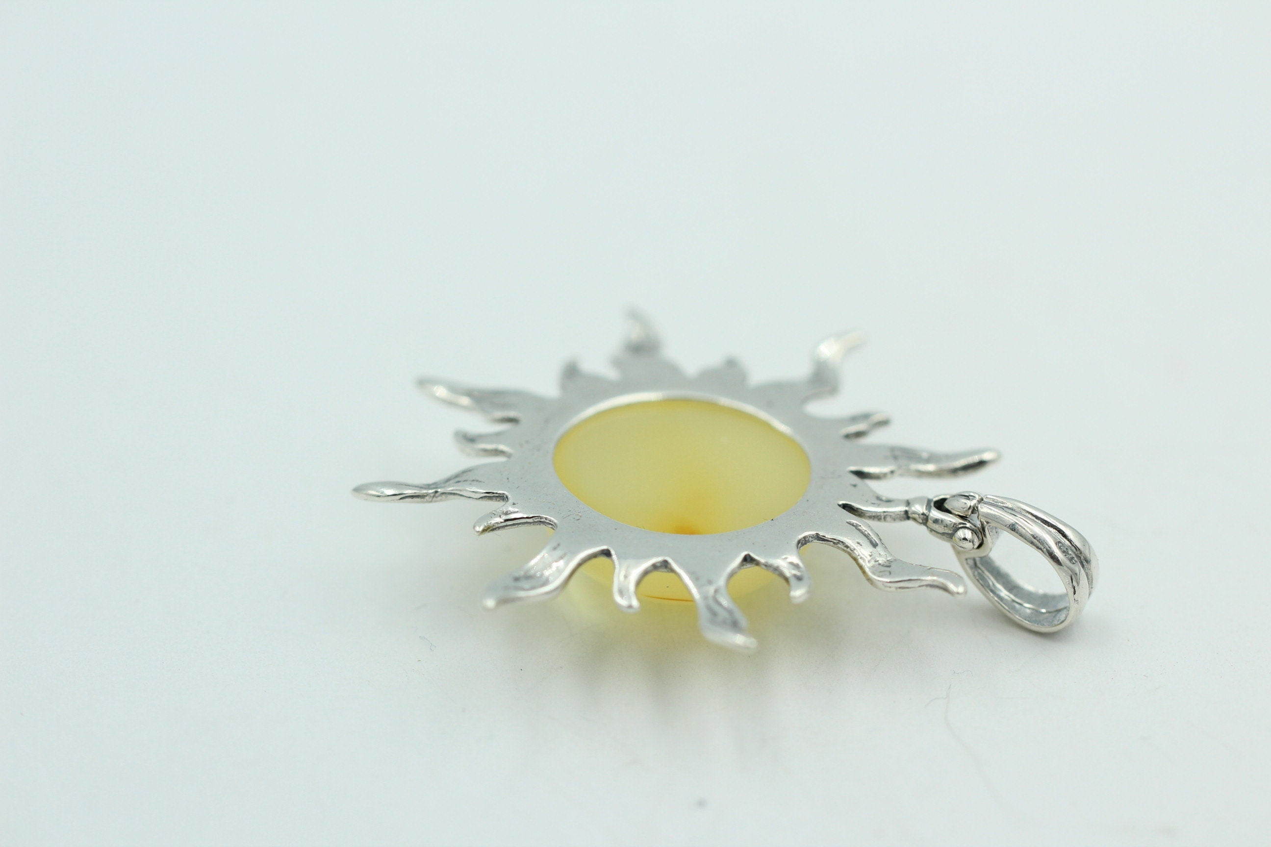 Bernstein Sonnen Anhänger 925 Silber Collier Kette Sonnenanhägner Schmuck