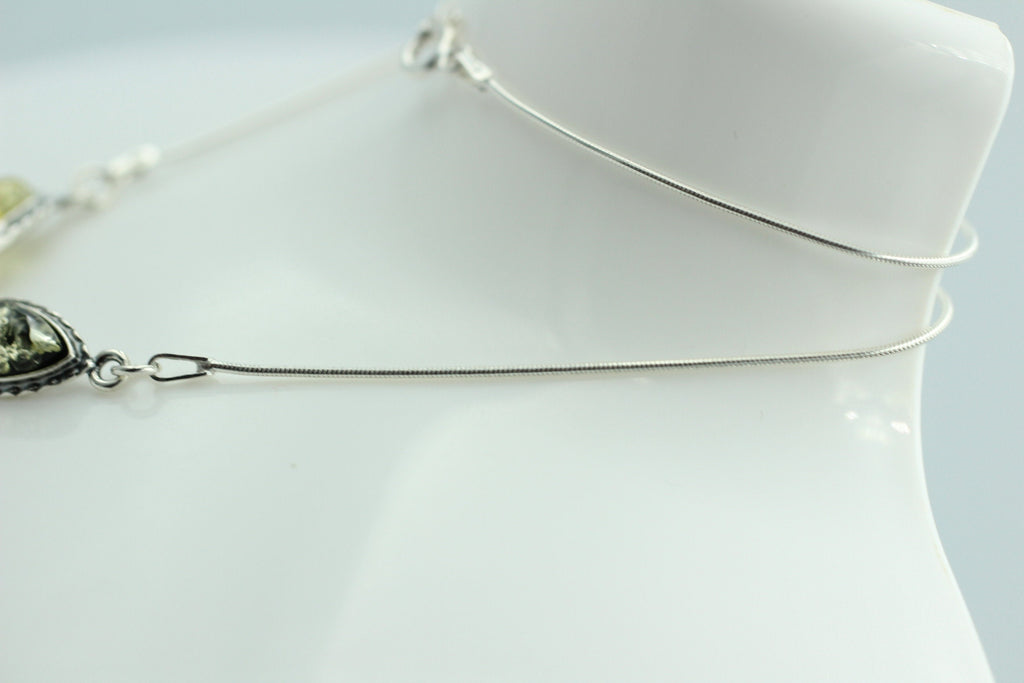 Bernstein Collier dreifarbig 925 Sterling Silber Bernsteinkette ca 42 cm