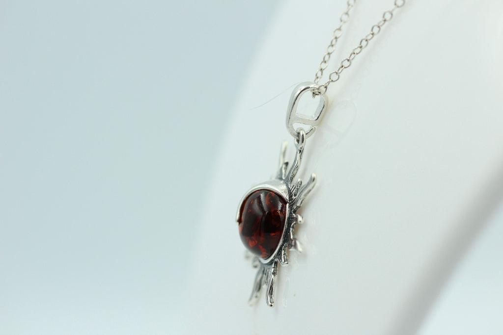 Bernstein Sonnen Mond Anhänger 925 Silber Sonnenanhägner Schmuck