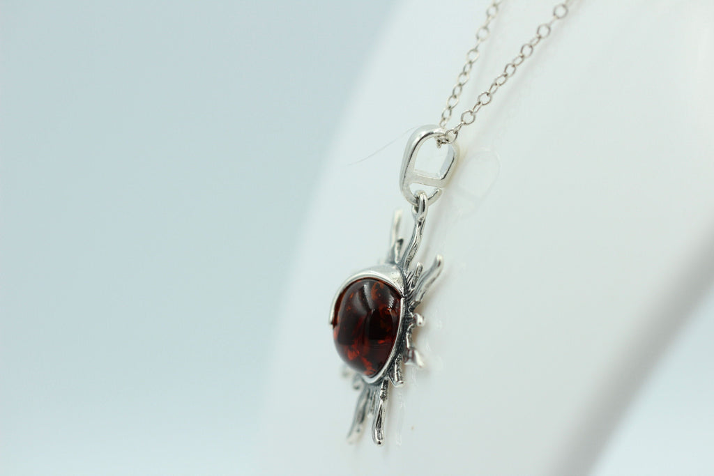 Bernstein Sonnen Mond Anhänger 925 Silber Sonnenanhägner Schmuck