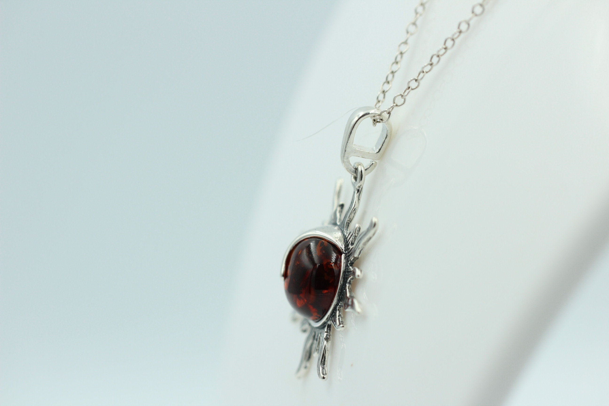 Bernstein Sonnen Mond Anhänger 925 Silber Sonnenanhägner Schmuck