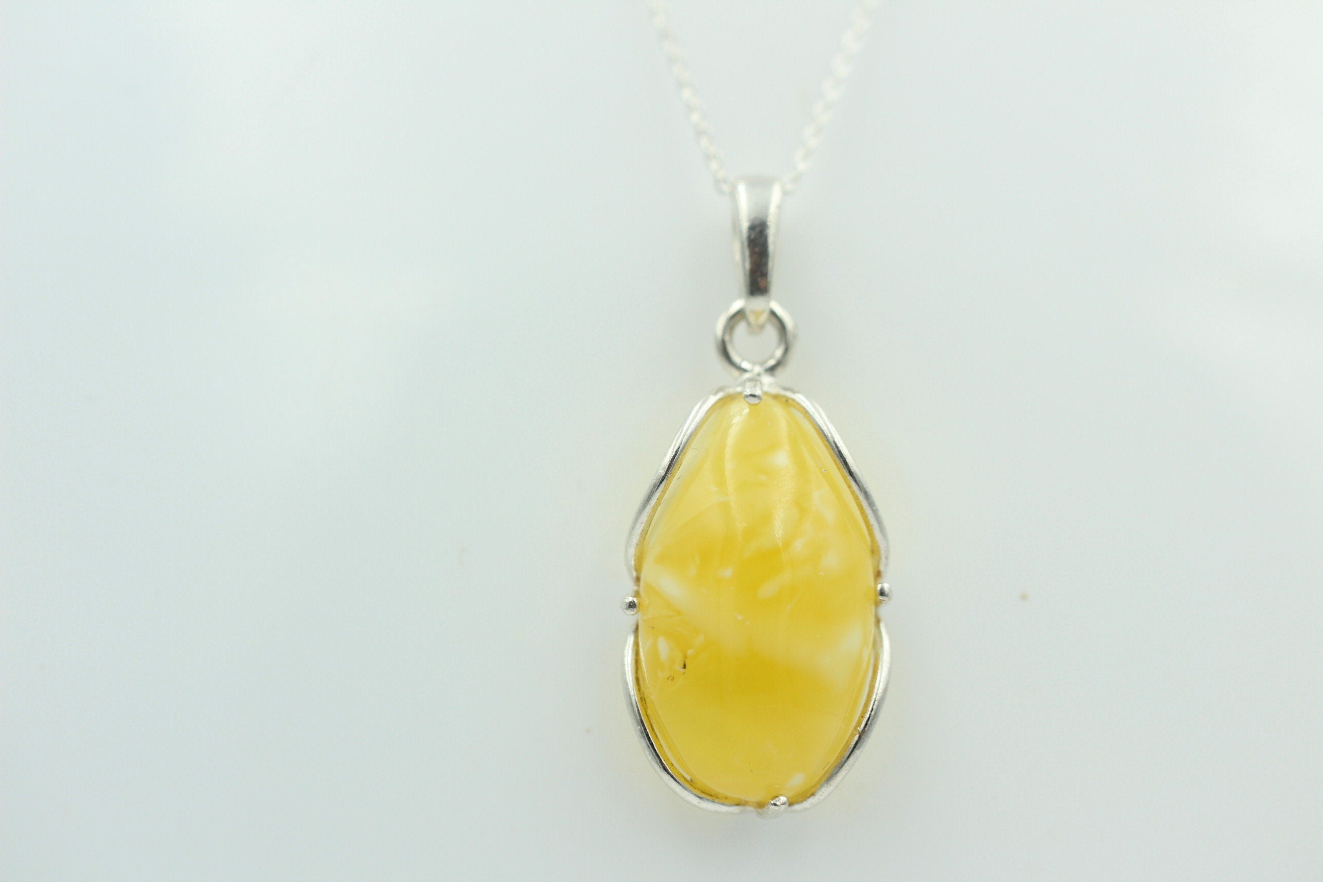 Bernstein Anhänger 925 Silber Collier Kette Bernsteinanhänger Top