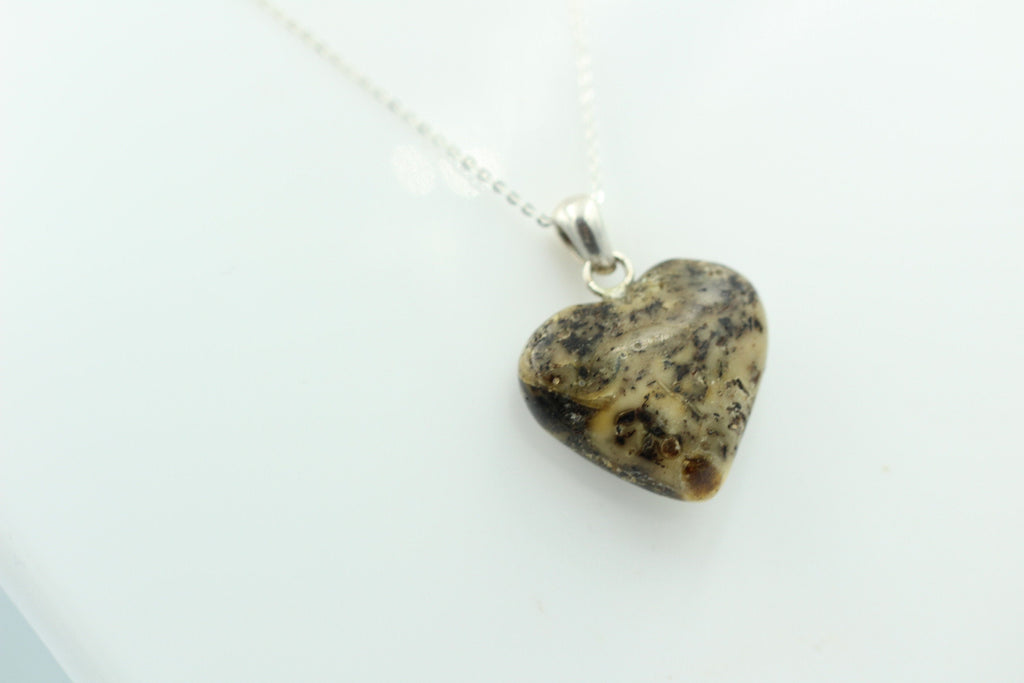 Bernsteinherz 925 Silber Collier Kette Bernstein Herz Top Bernsteinanhänger