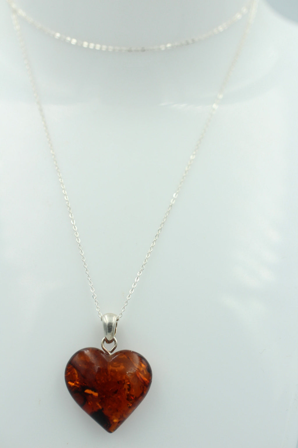 Berntein Herz 925 Silber Bernsteinherz Collier Kette Bernsteinschmuck Herz