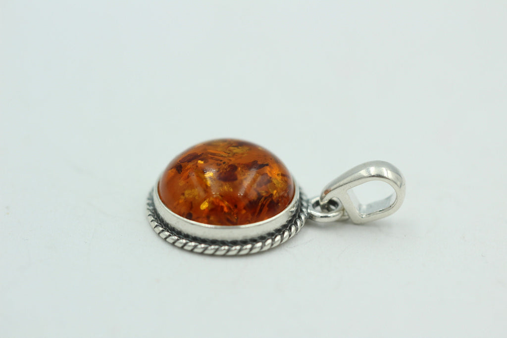 Bernstein Design Anhänger 925 Silber Collier Kette Bernsteinanhänger Top