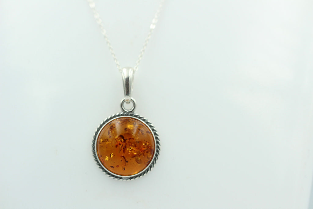 Bernstein Design Anhänger 925 Silber Collier Kette Bernsteinanhänger Top