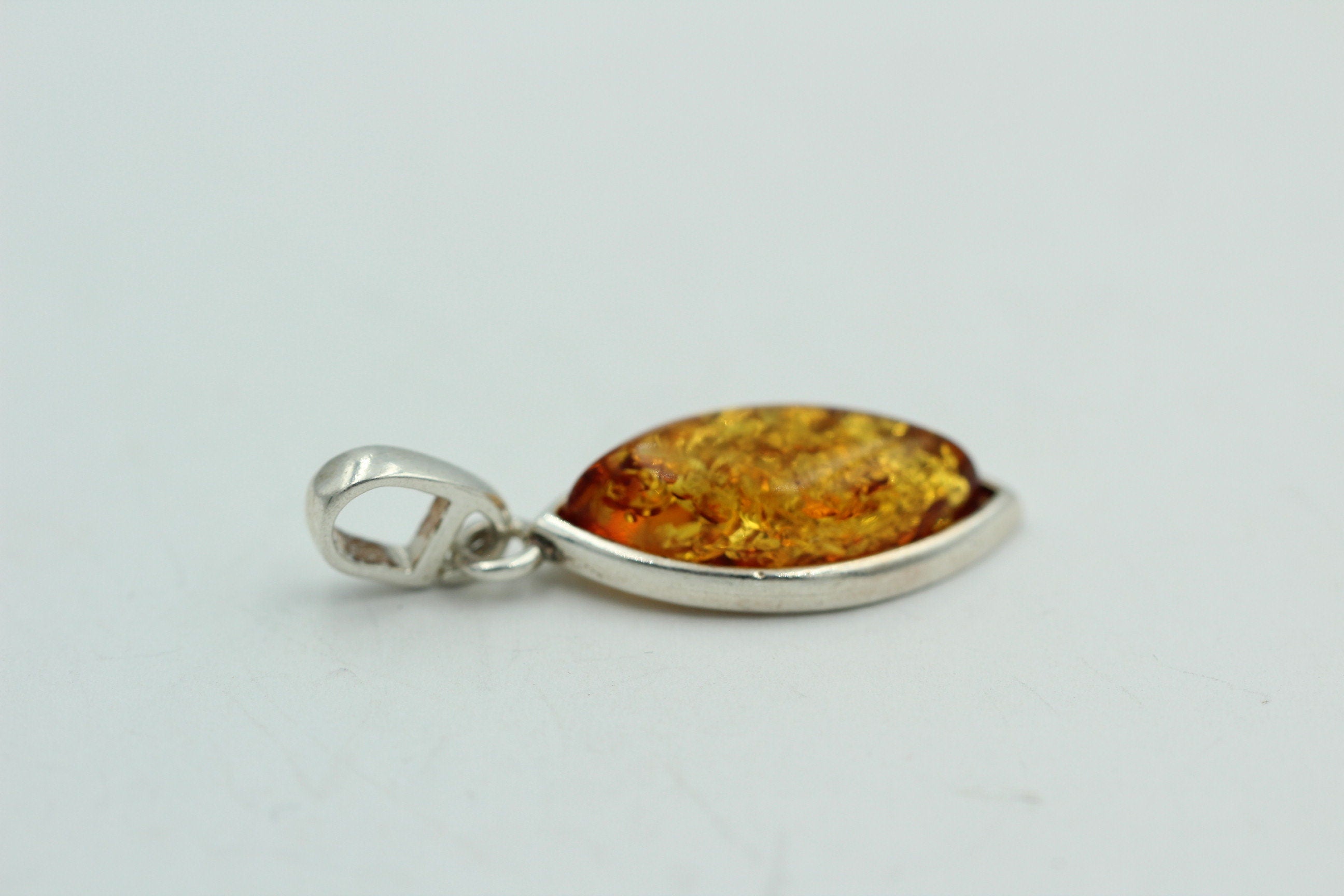 Bernstein Design Anhänger 925 Silber Collier Kette Bernsteinanhänger Top