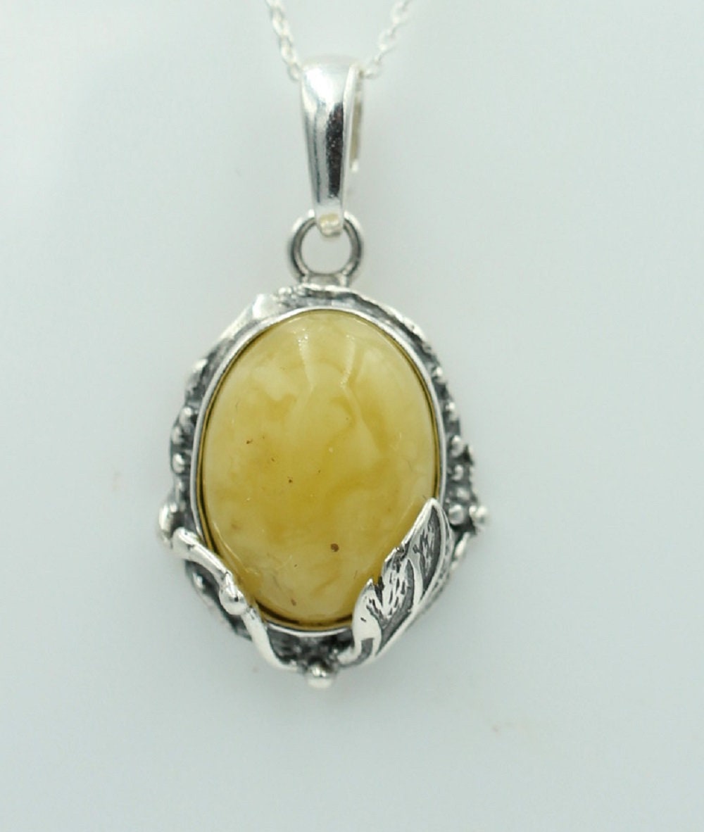 Design Bernsteinanhänger 925 Silber Collier Kette Bernsteinanhänger Bernstein