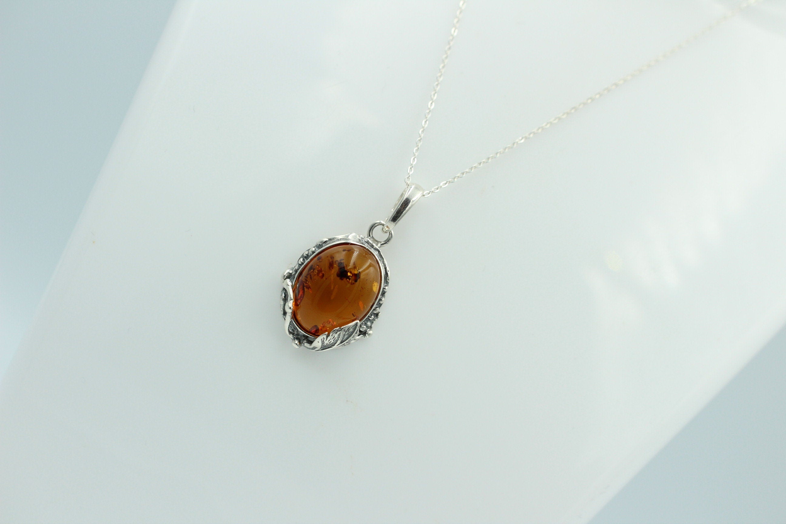 Design Bernsteinanhänger 925 Silber Collier Kette Bernsteinanhänger Bernstein