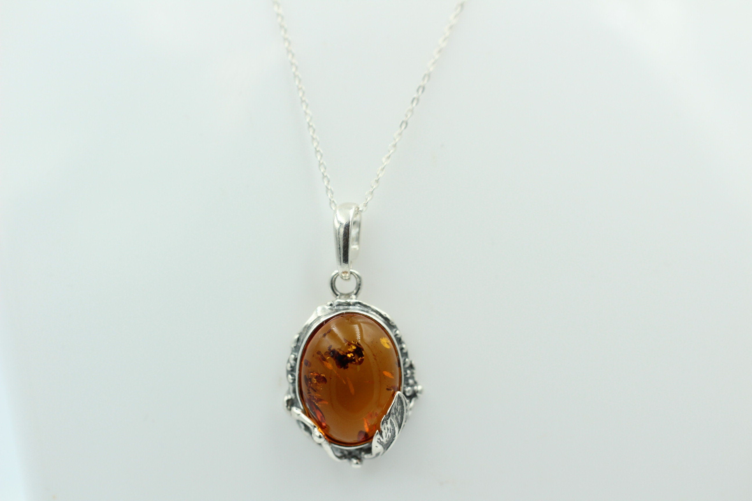 Design Bernsteinanhänger 925 Silber Collier Kette Bernsteinanhänger Bernstein