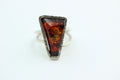 Design Bernstein Fingerring 925 Silber Gr 18, 57 Ringschiene offen Bernstein