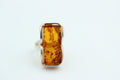 Design Bernstein Fingerring 925 Silber Gr 17, 54 Ringschiene offen Bernstein