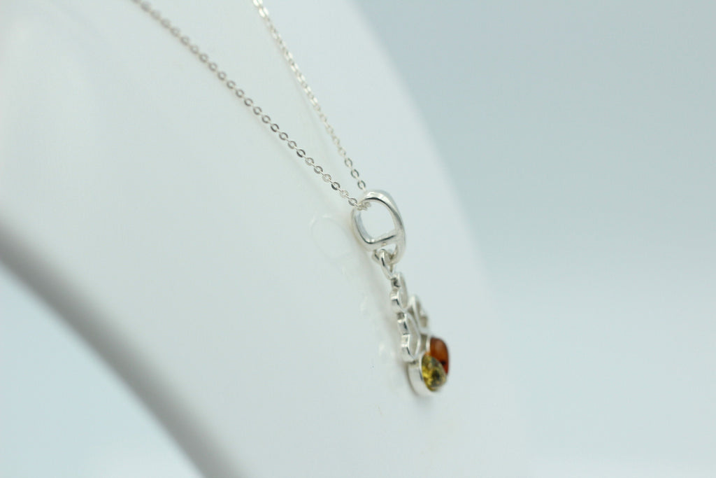 Bernstein Anhänger 925 Silber verschiedene Herzen Collier Kette zweifarbig