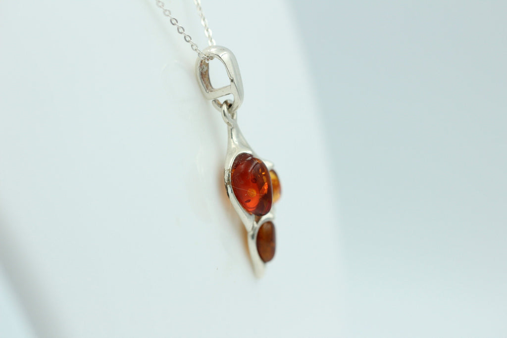 Edler Anhänger Bernstein 925 Silber Collier Kette Bernstein aus Letland