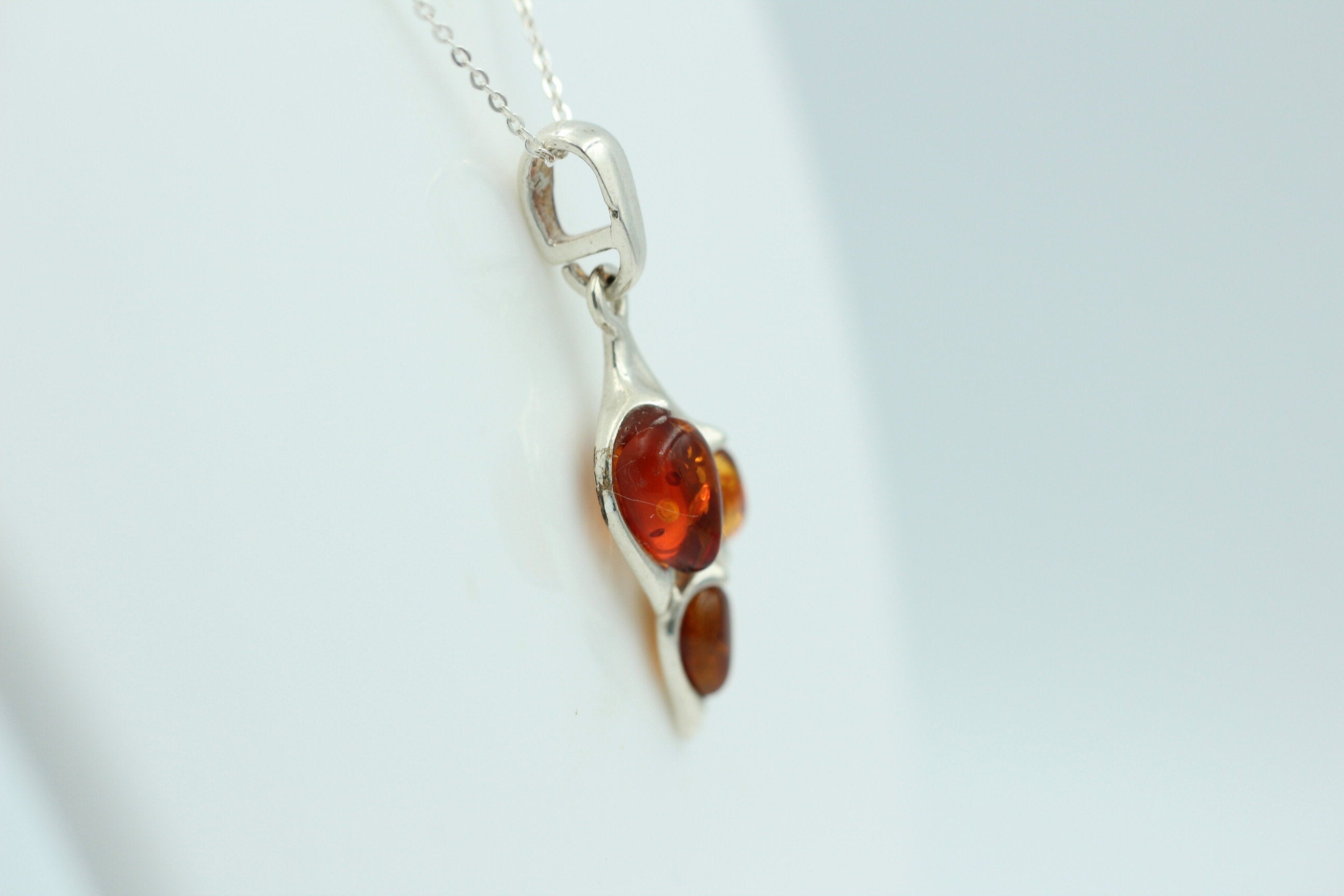 Edler Anhänger Bernstein 925 Silber Collier Kette Bernstein aus Letland