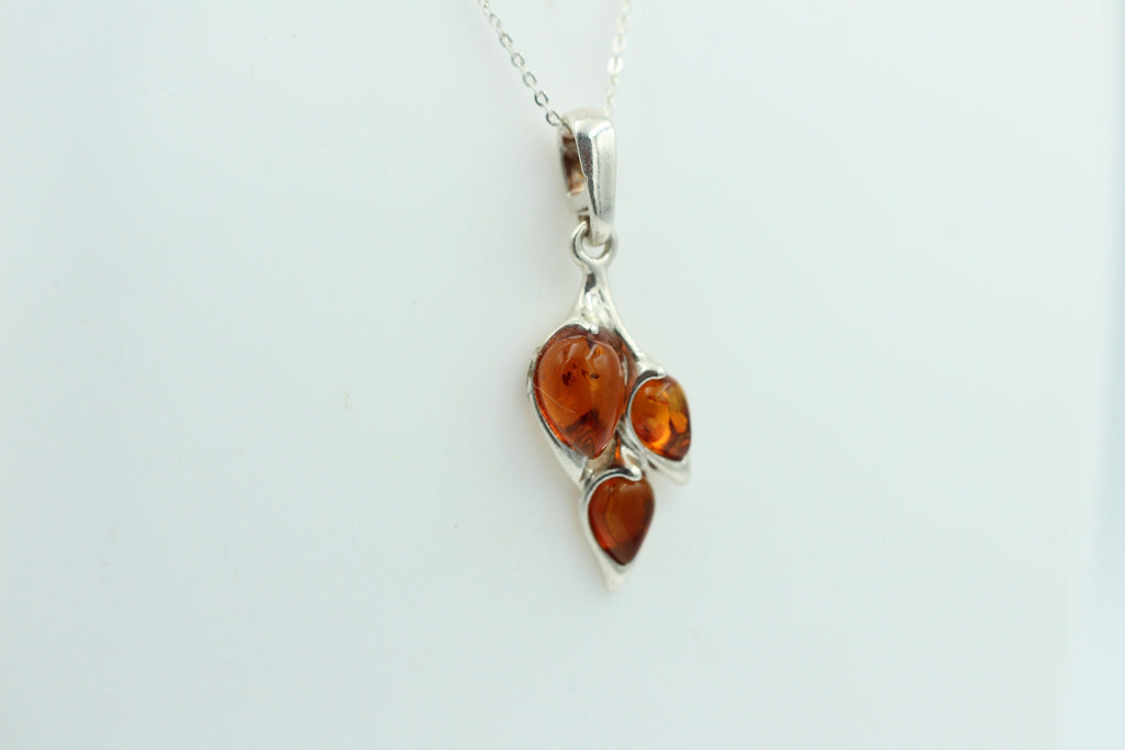 Edler Anhänger Bernstein 925 Silber Collier Kette Bernstein aus Letland