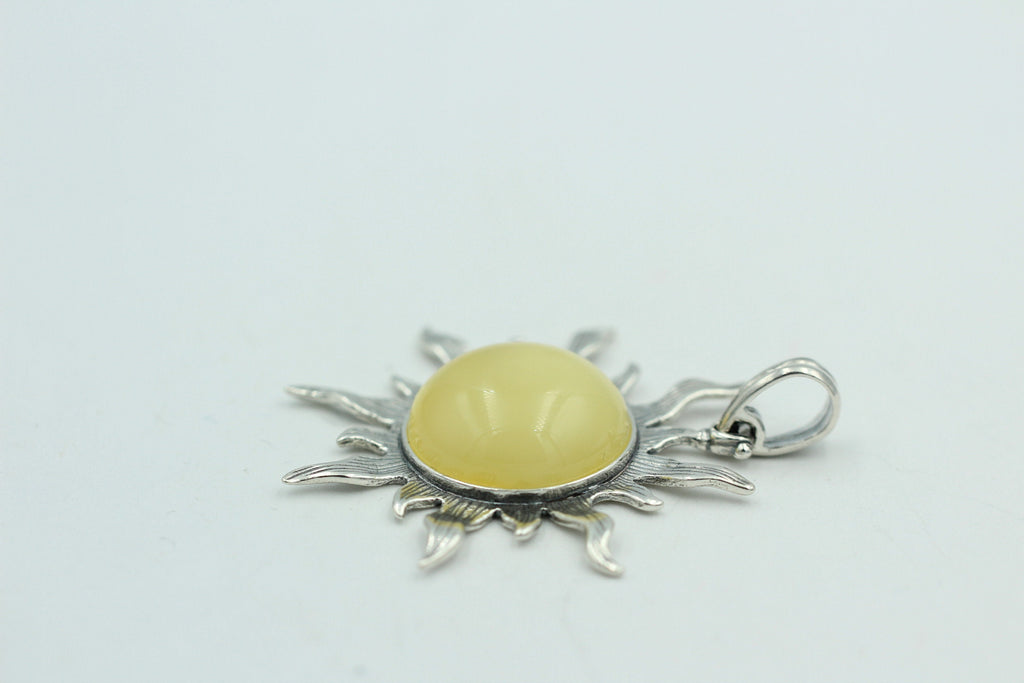 Bernstein Sonnen Anhänger 925 Silber Collier Kette Sonnenanhägner Schmuck