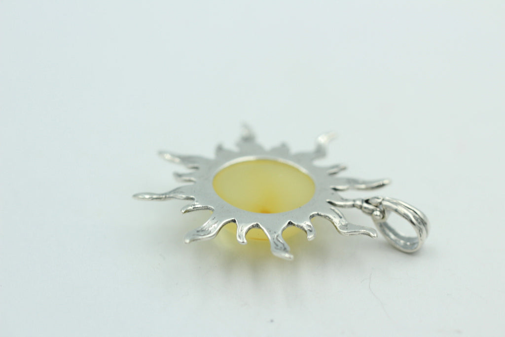 Bernstein Sonnen Anhänger 925 Silber Collier Kette Sonnenanhägner Schmuck