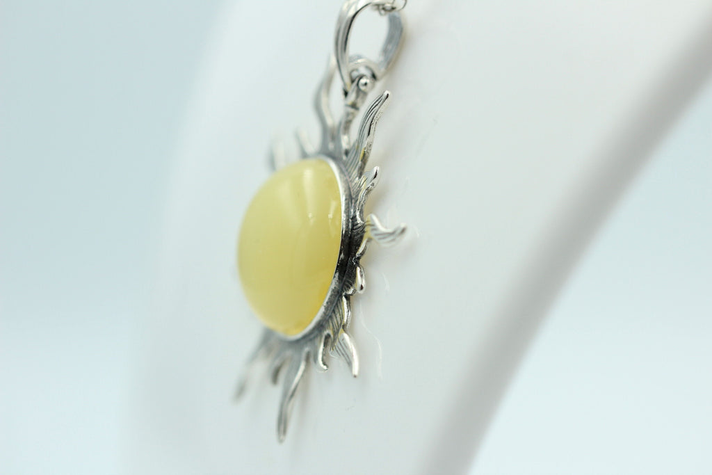 Bernstein Sonnen Anhänger 925 Silber Collier Kette Sonnenanhägner Schmuck