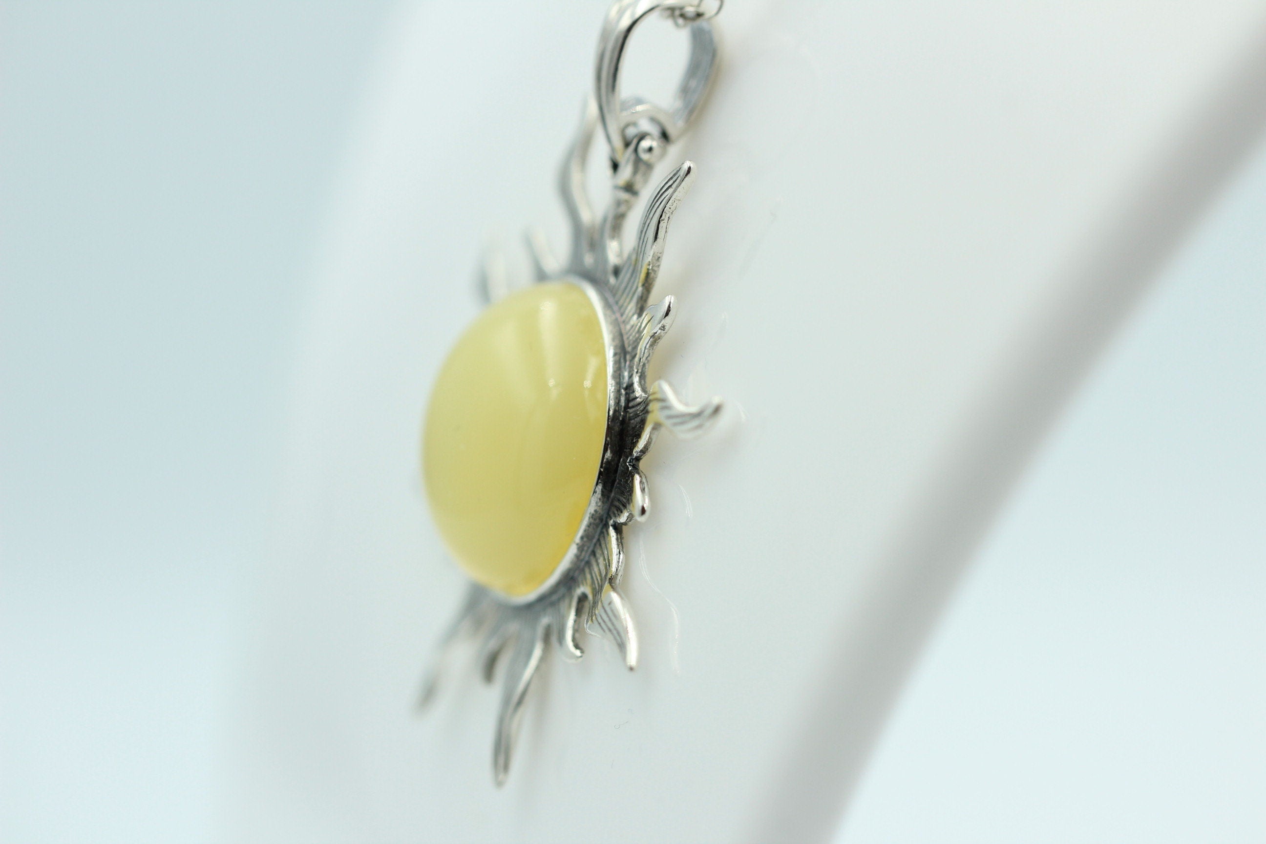 Bernstein Sonnen Anhänger 925 Silber Collier Kette Sonnenanhägner Schmuck