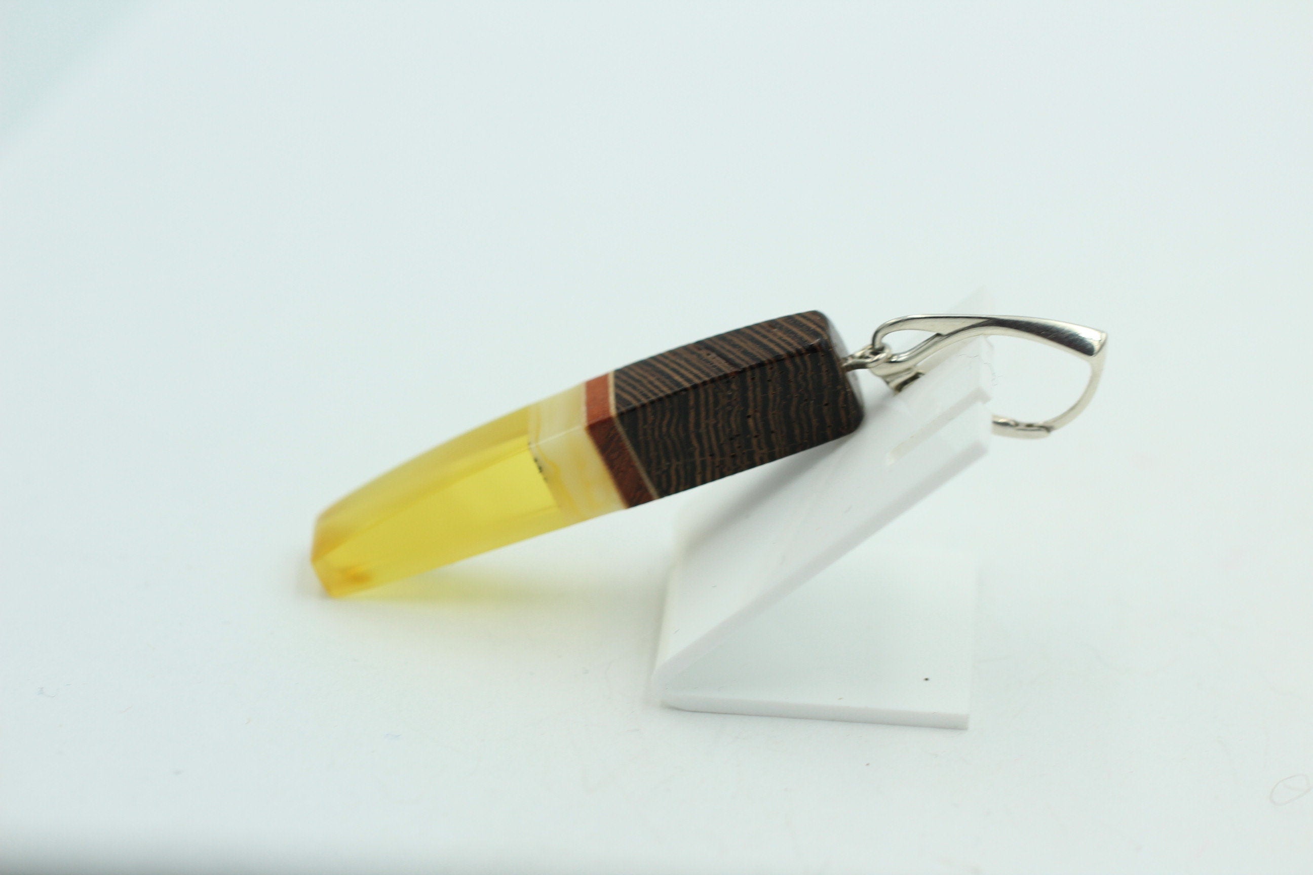 Design Bernsteinohrhänger mit seltenem Wenge Holz 925 Silber Bernstein mit Wenge