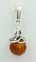 Bersteinanhänger 925 Silber Bernstein Anhänger Collier Kette Bernsteinkugel