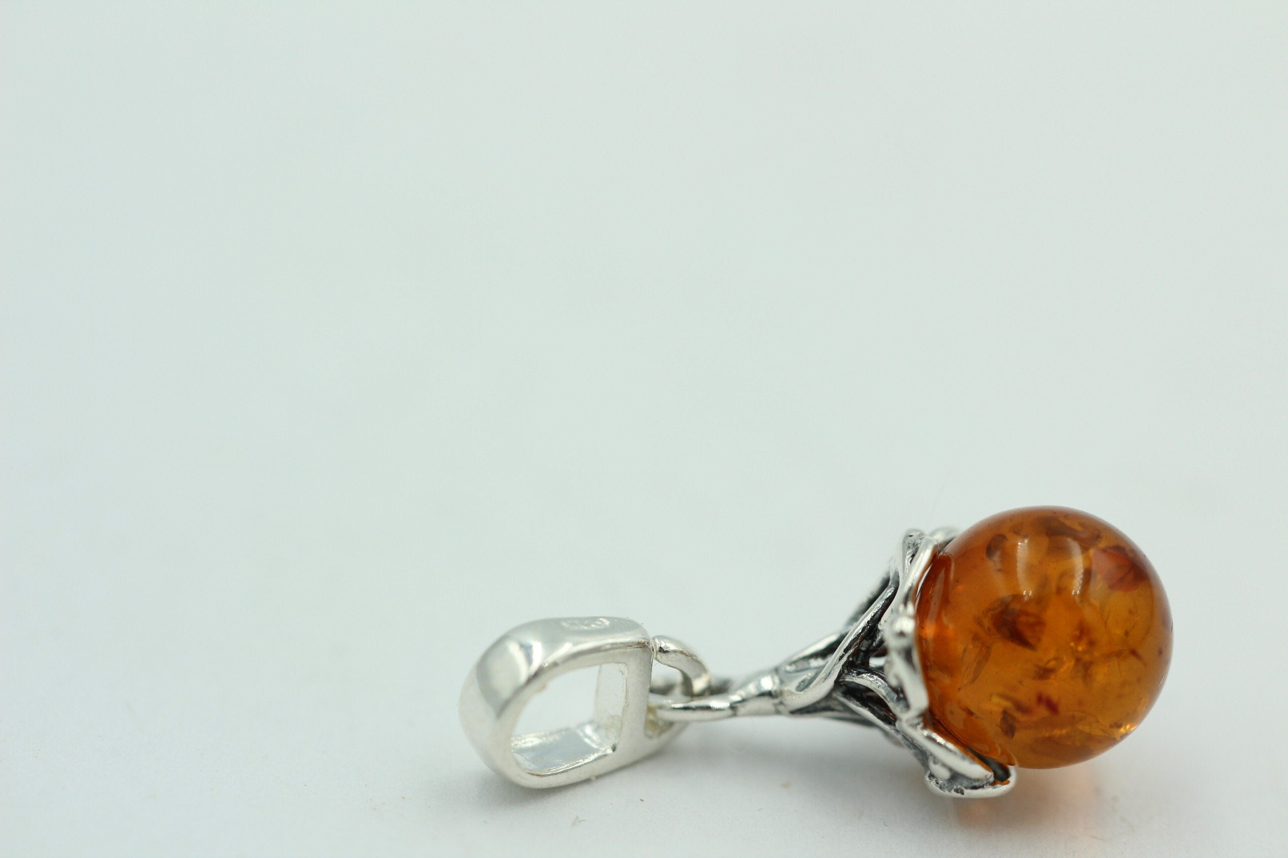 Bersteinanhänger 925 Silber Bernstein Anhänger Collier Kette Bernsteinkugel