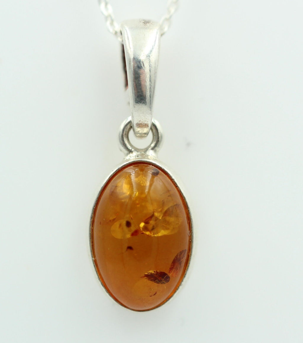 Bernstein Design Anhänger 925 Silber Collier Kette Bernsteinanhänger Top