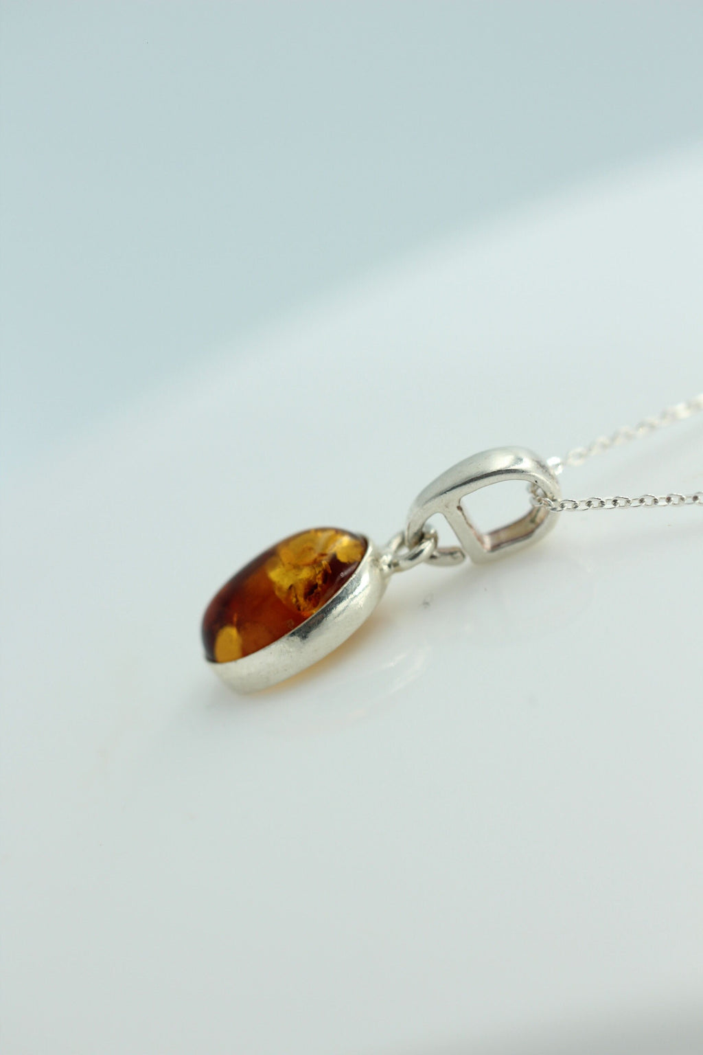 Bernstein Design Anhänger 925 Silber Collier Kette Bernsteinanhänger Top