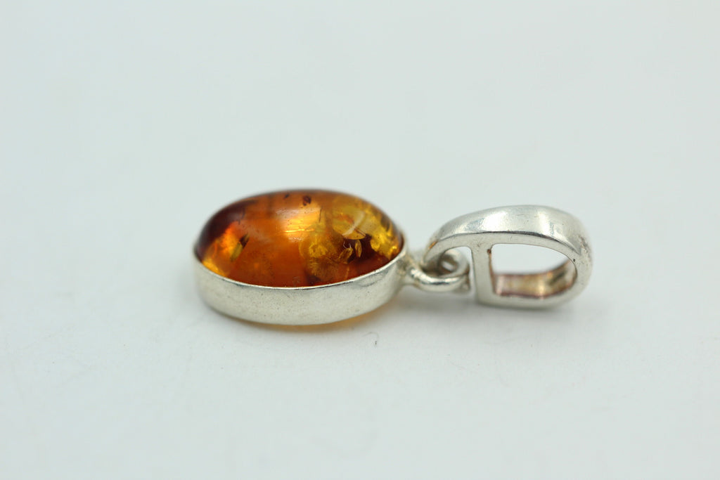Bernstein Design Anhänger 925 Silber Collier Kette Bernsteinanhänger Top