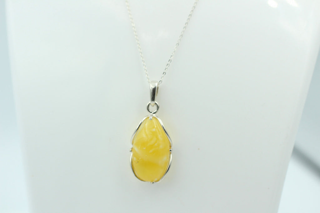 Bernstein Anhänger 925 Silber Collier Kette Bernsteinanhänger Top