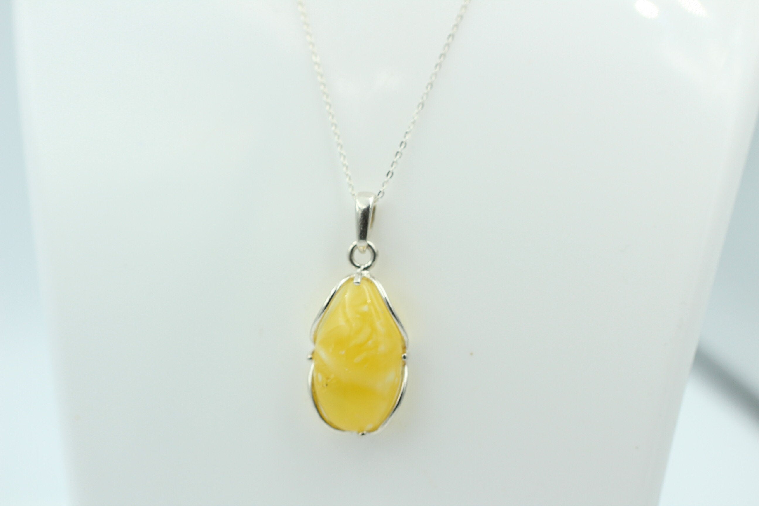 Bernstein Anhänger 925 Silber Collier Kette Bernsteinanhänger Top