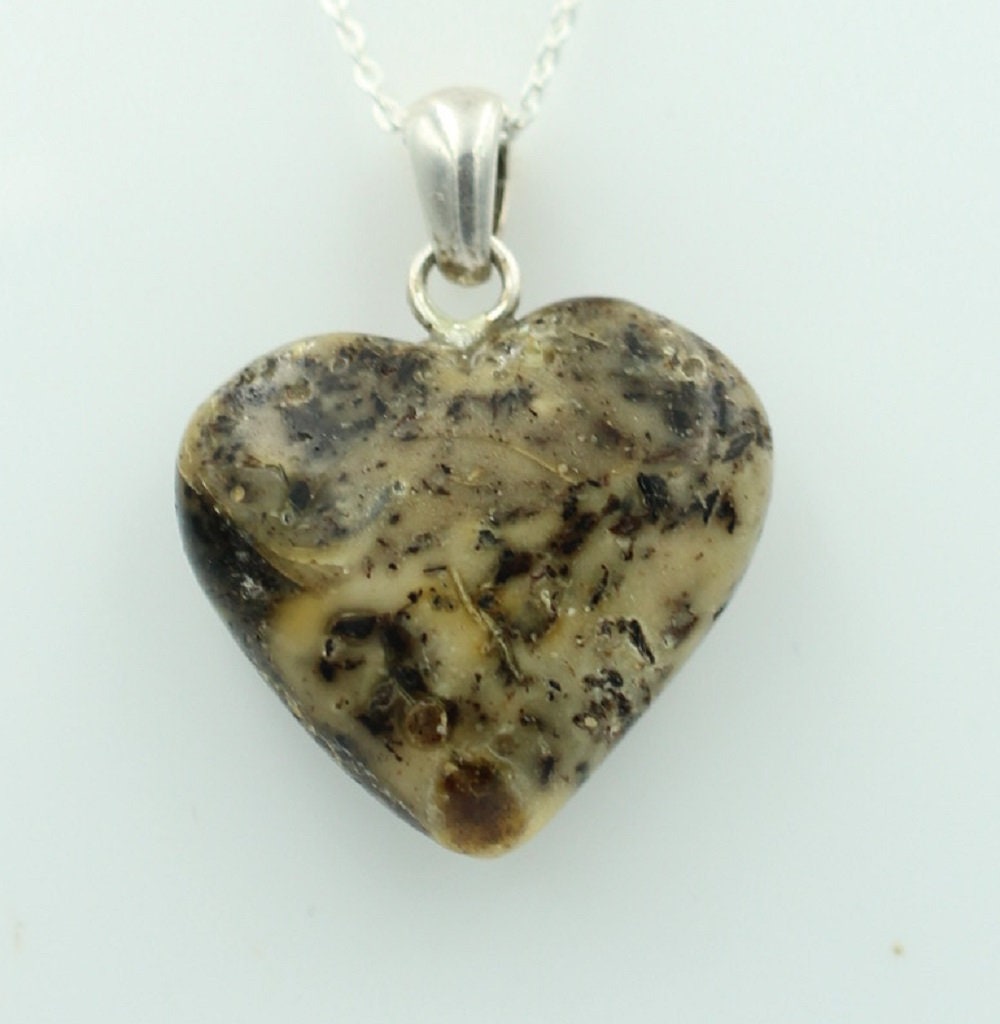 Bernsteinherz 925 Silber Collier Kette Bernstein Herz Top Bernsteinanhänger