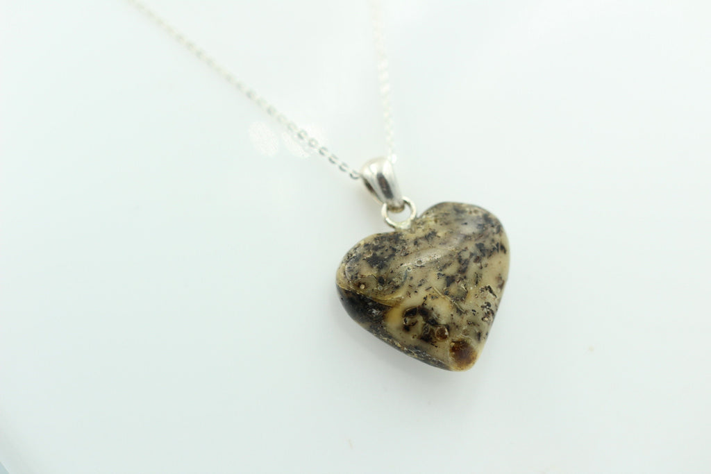 Bernsteinherz 925 Silber Collier Kette Bernstein Herz Top Bernsteinanhänger
