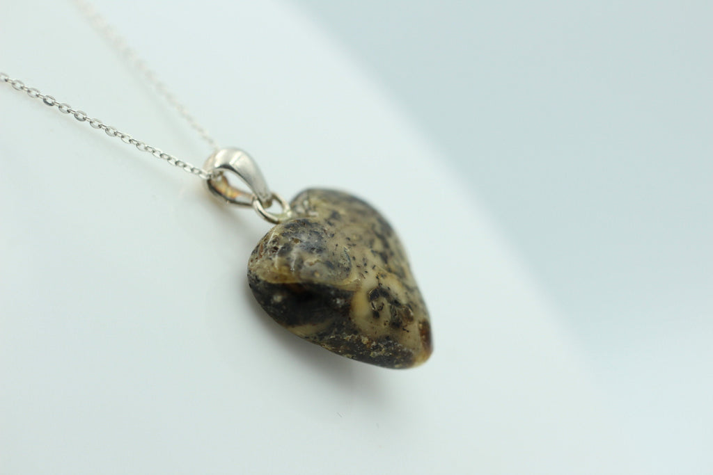 Bernsteinherz 925 Silber Collier Kette Bernstein Herz Top Bernsteinanhänger