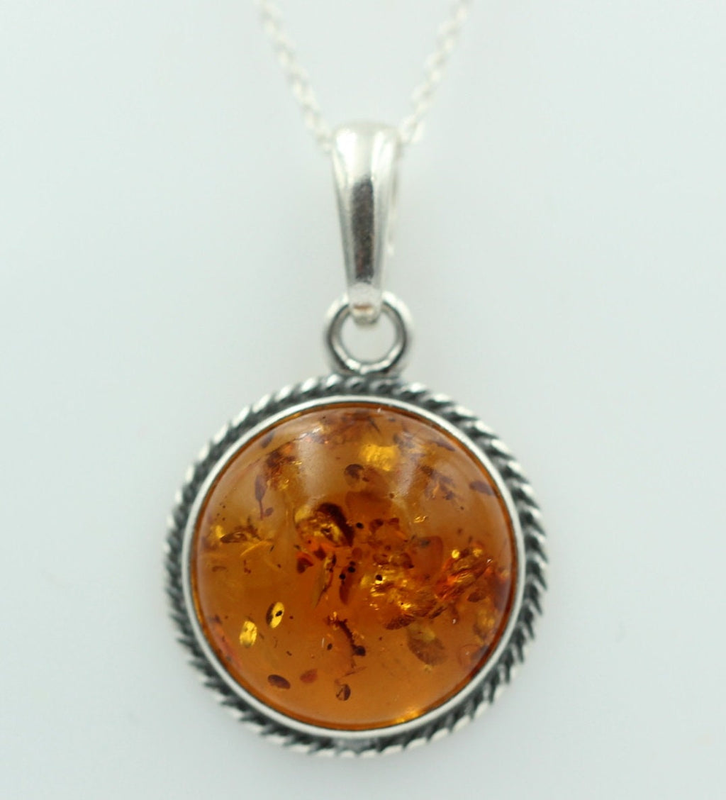 Bernstein Design Anhänger 925 Silber Collier Kette Bernsteinanhänger Top