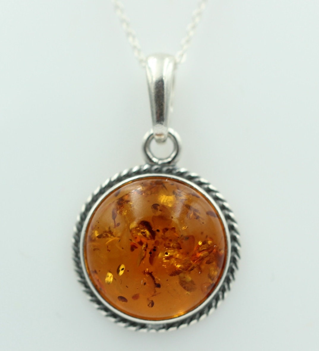 Bernstein Design Anhänger 925 Silber Collier Kette Bernsteinanhänger Top