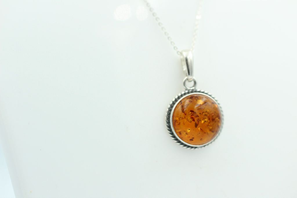 Bernstein Design Anhänger 925 Silber Collier Kette Bernsteinanhänger Top