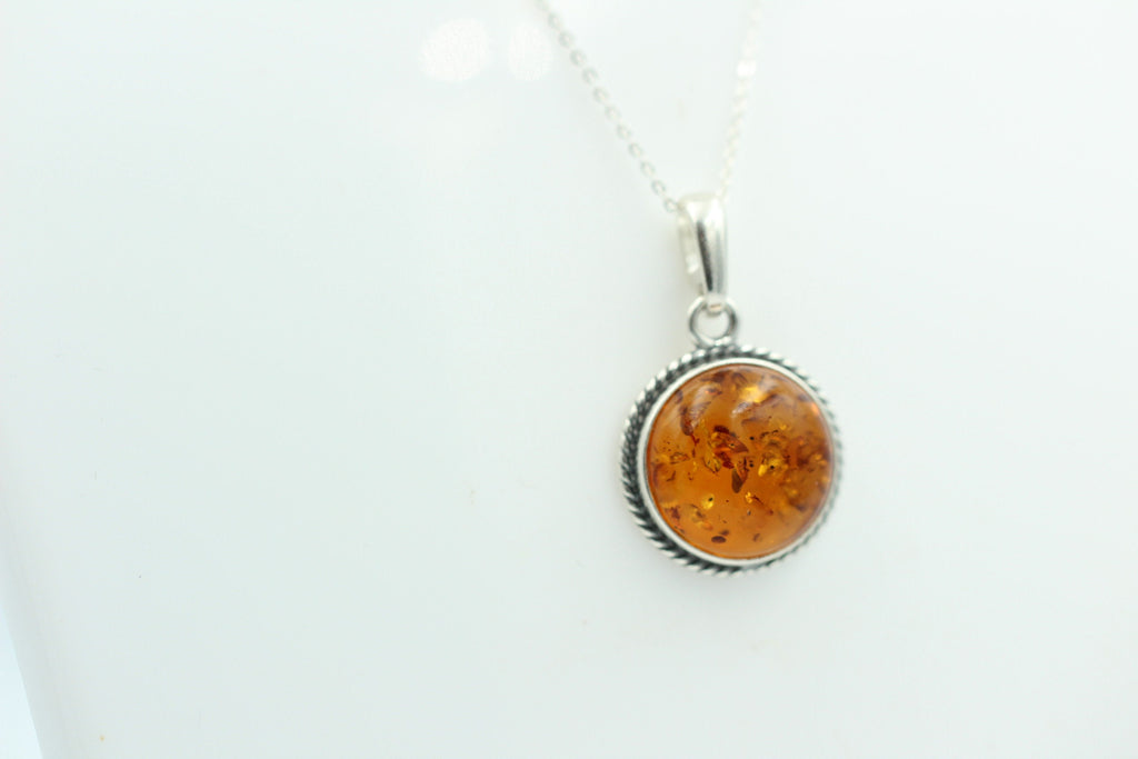 Bernstein Design Anhänger 925 Silber Collier Kette Bernsteinanhänger Top