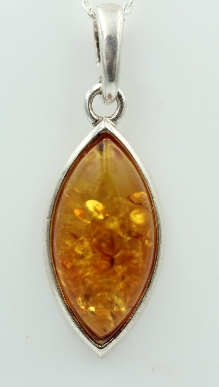 Bernstein Design Anhänger 925 Silber Collier Kette Bernsteinanhänger Top