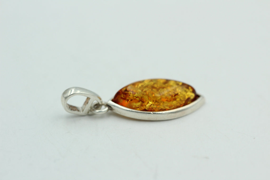 Bernstein Design Anhänger 925 Silber Collier Kette Bernsteinanhänger Top
