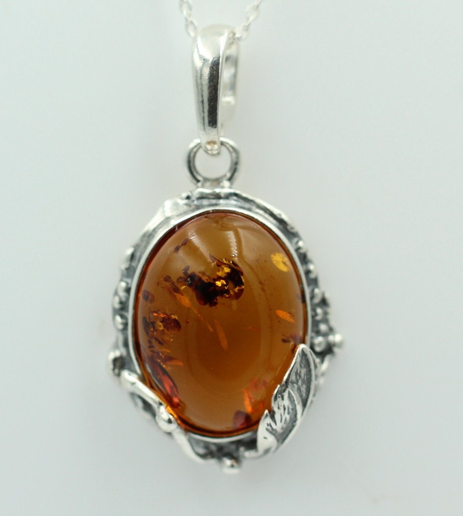 Design Bernsteinanhänger 925 Silber Collier Kette Bernsteinanhänger Bernstein