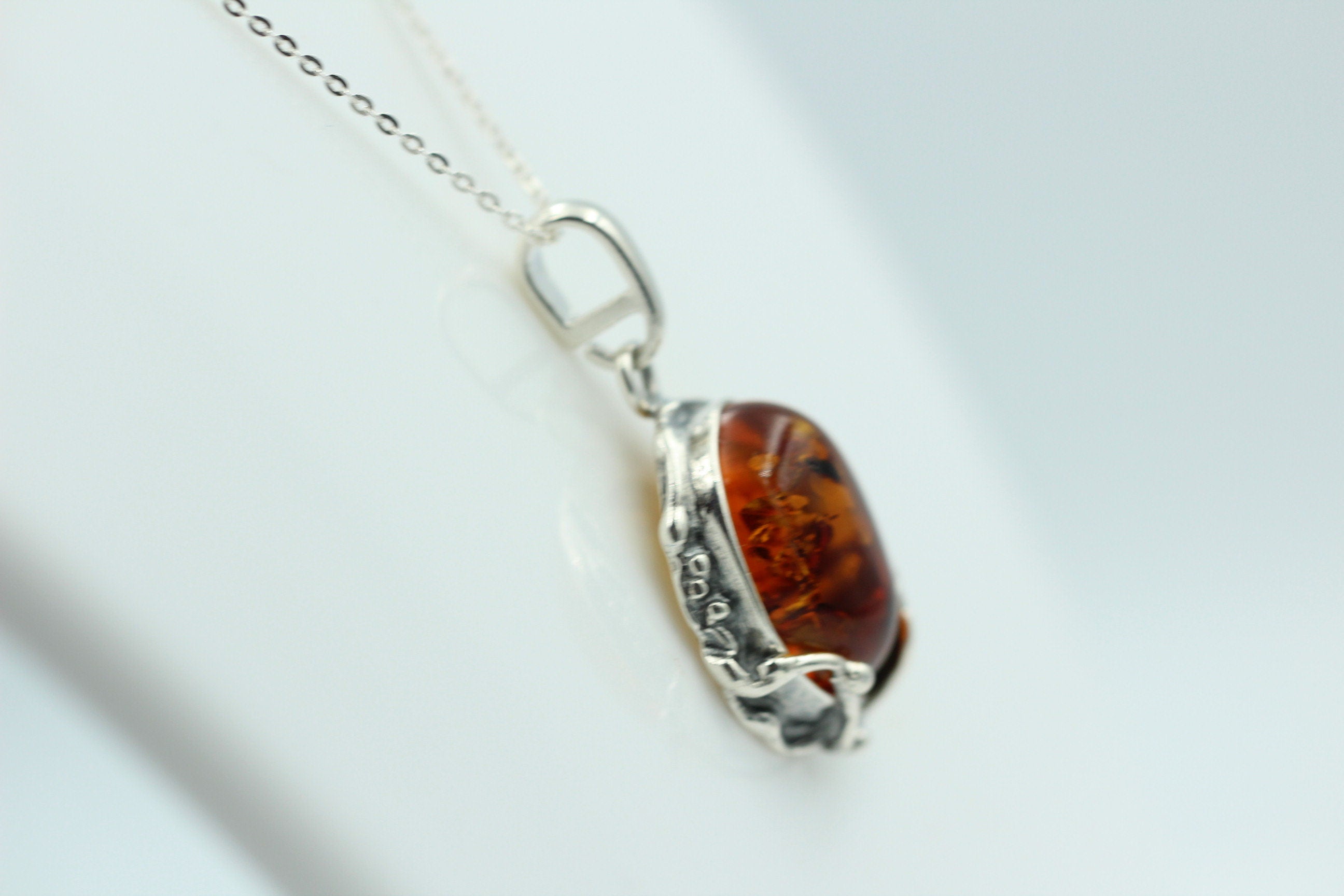 Design Bernsteinanhänger 925 Silber Collier Kette Bernsteinanhänger Bernstein