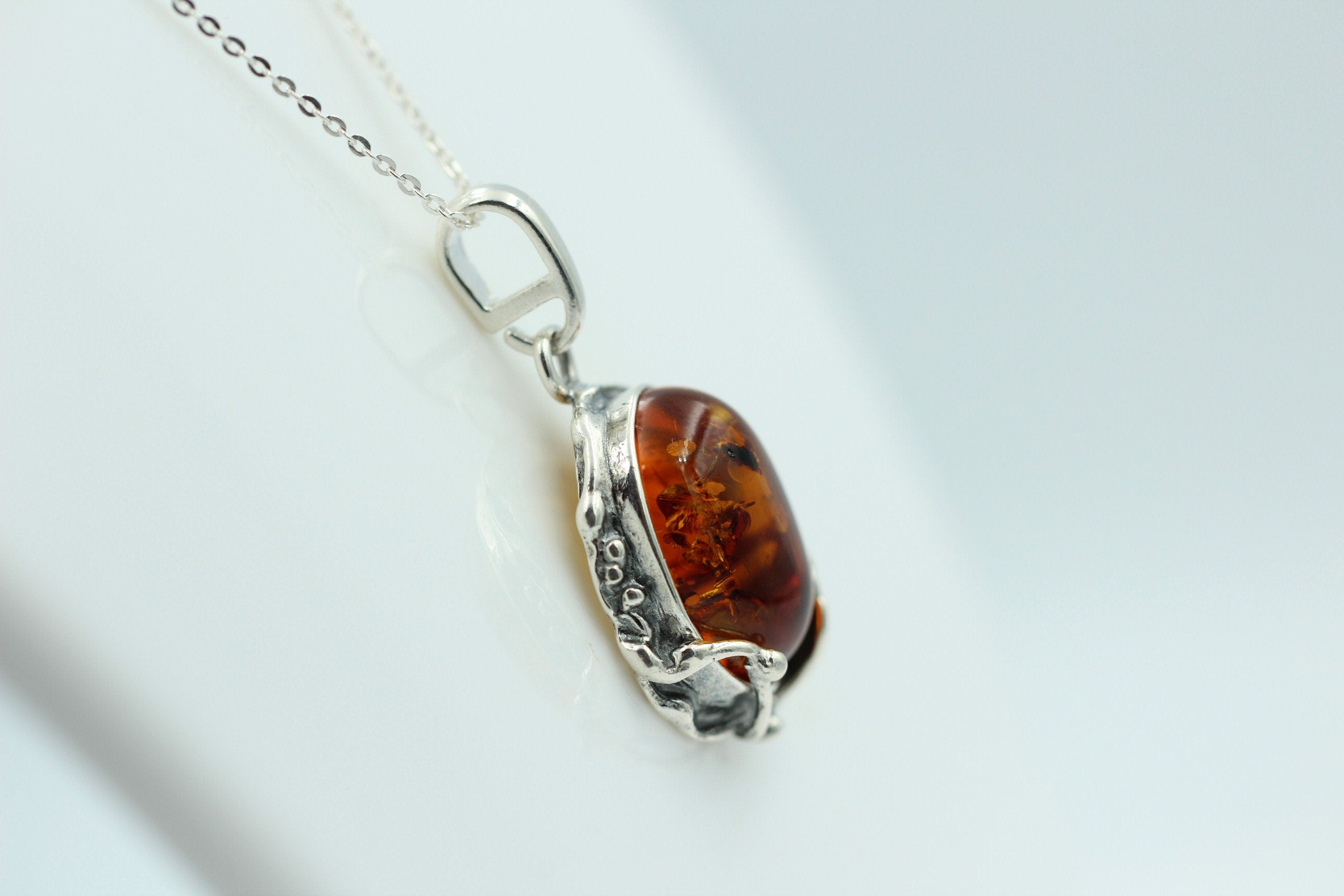 Design Bernsteinanhänger 925 Silber Collier Kette Bernsteinanhänger Bernstein