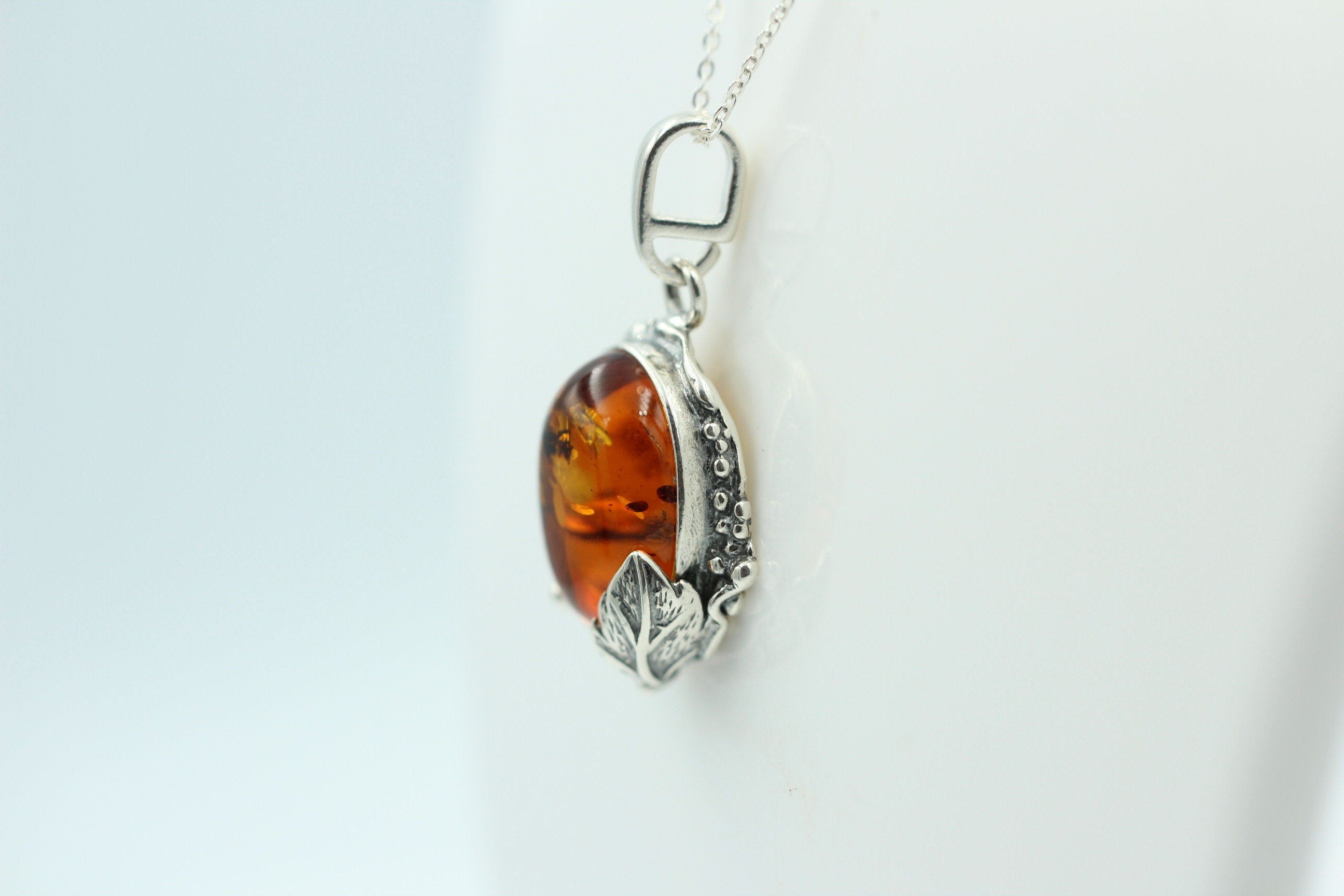 Design Bernsteinanhänger 925 Silber Collier Kette Bernsteinanhänger Bernstein