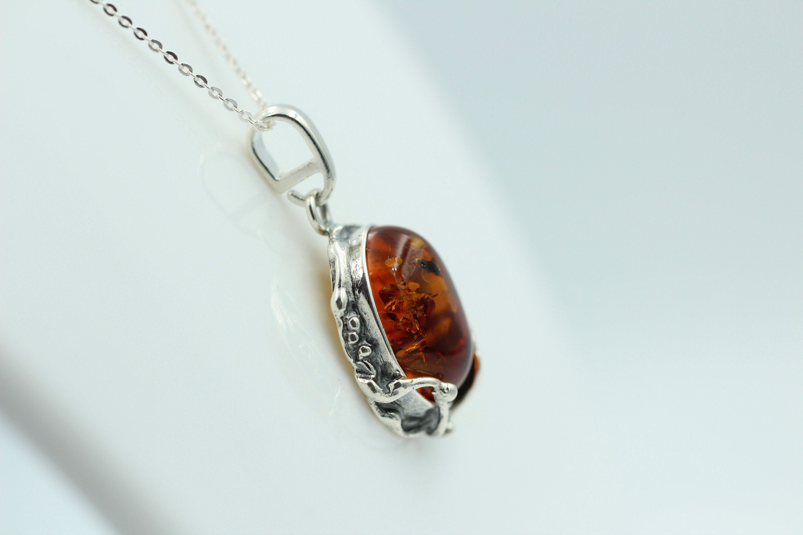 Design Bernsteinanhänger 925 Silber Collier Kette Bernsteinanhänger Bernstein