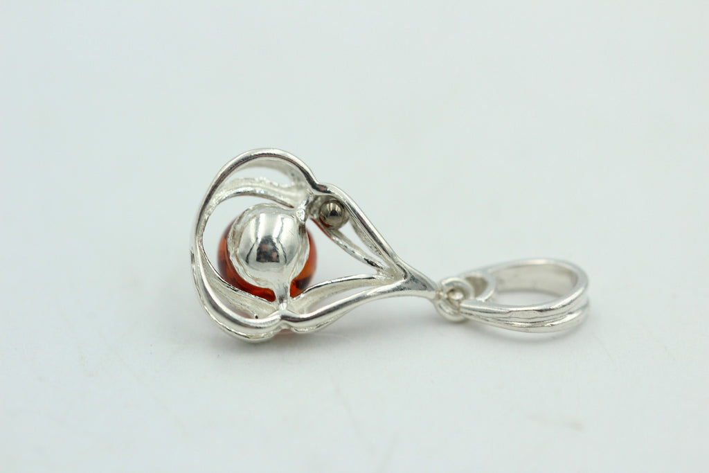 Berntein Anhänger 925 Silber Collier Kette Bernsteinschmuck Top Edel